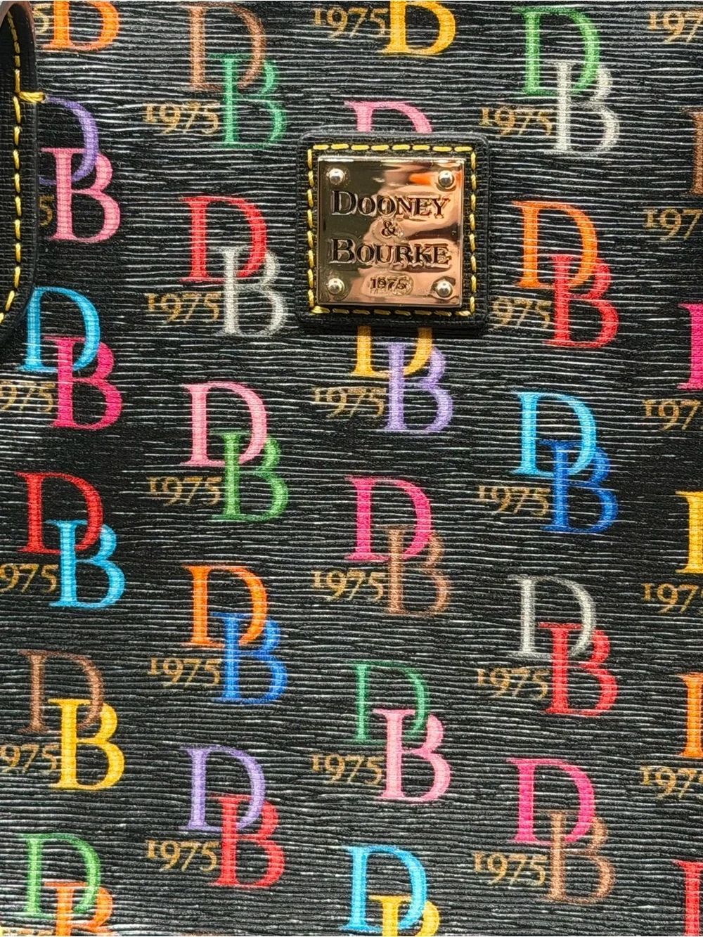 Dooney & Bourke 1975 Multicolor Logo Tote Bag — Red Interior - Picture 2 of 9
